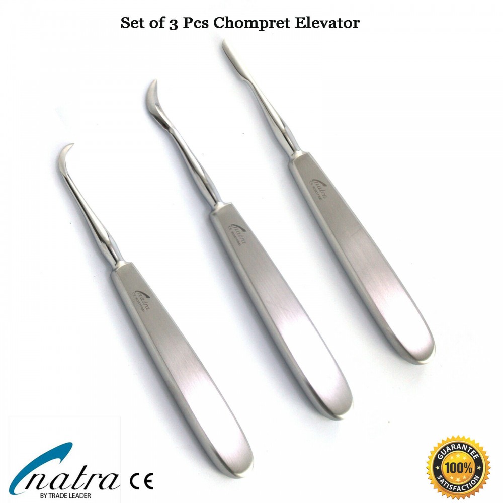thumbnail image 2 of Set Of 8 Luxating Root Elevators – Oral Surgery Tooth Extraction Tools – Black Handle (SLAKE) 2 of 5
