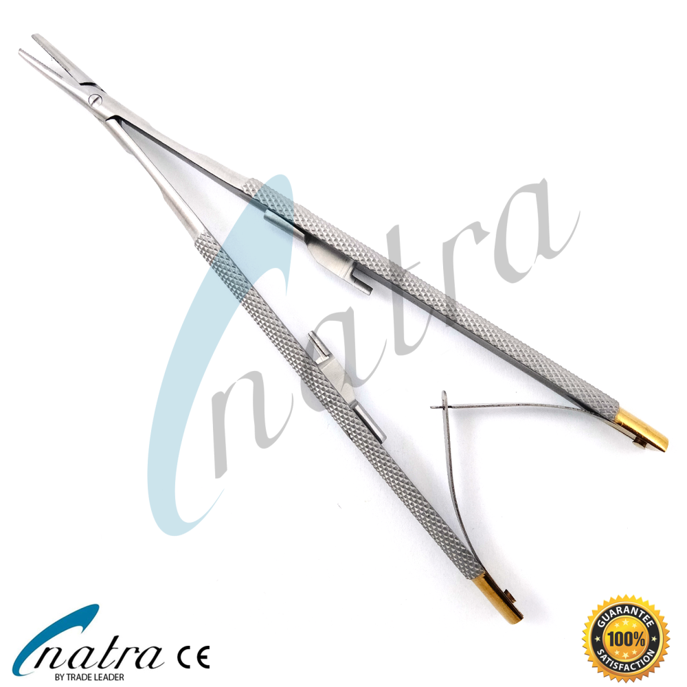 Castroviejo Micro Needle Holder Straight Tip TC gold