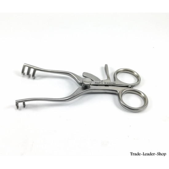 Weitlaner retractor wound hook retractors 11 cm 2x3 blunt prongs surgical spread Weitlaner retractor wound hook retractors 11 cm 2x3 blunt prongs surgical spread