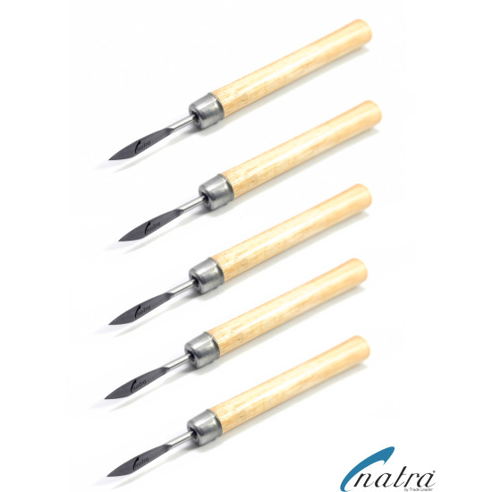 5x Scalpel with Wooden Handle knife holder Universal  medical dental podiatry surgical use NATRA