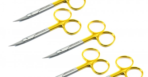 5-Pack NATRA Iris Scissors - 4.7" (12cm) Serrated, Sharp/Angled For Dental & Surgical Use