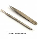 Set of 2 Comedone Extractor Tweezers Blackhead Remover Hair Plucking Tweezers