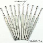 10 pcs Ear Cleaner Ear pick Curette Wax Remover Earpick Stainless Steel Germany