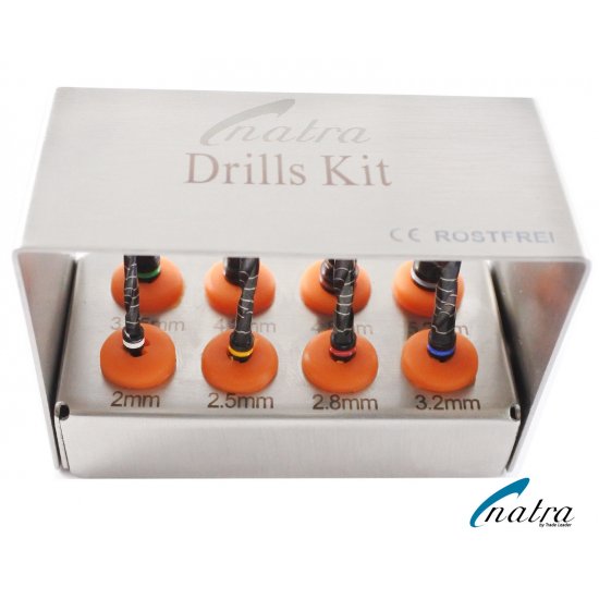 Dental Implant DRILLS KIT 8 Pcs Black Titatnium Coated with FREE Bur Holder CE NATRA Germany Dental Implant DRILLS KIT 8 Pcs Black Titatnium Coated with FREE Bur Holder CE NATRA Germany