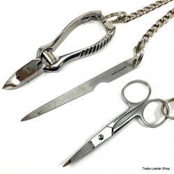 Set of 3 pedicure manicure instruments 2go nail scissors clipper chain NATRA