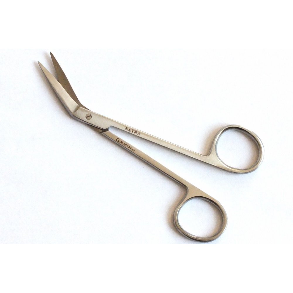 thumbnail image 2 of NATRA Iris Scissors 4.7" (12cm) Serrated - Sharp/Sharp, Angled For Surgery 2 of 4