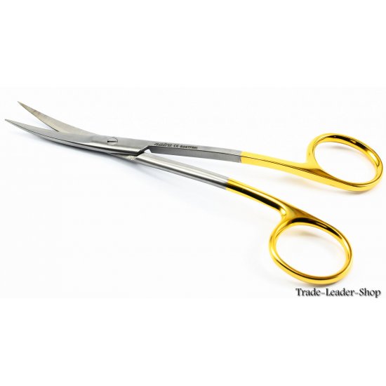TC LaGrange scissors curved 14 cm surgical shears gold tissue dental gum Micro Arterial Clamp OP Curved