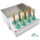 Dental Implant DRILLS KIT 8 Pcs Gold Titatnium Coated with FREE Bur Holder CE NATRA Germany Dental Implant DRILLS KIT 8 Pcs Gold Titatnium Coated with FREE Bur Holder CE NATRA Germany